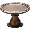 Ver imagem 1 de Prato para Bolo com Pé Madeira Beaded Rim com Borda de Metal 25cmx17,5cm Rojemac