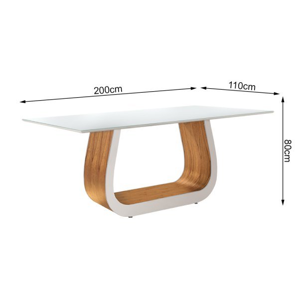 Mesa Drop Base Tofy com Branco Tampo Retangular Branco 2,20M - 2