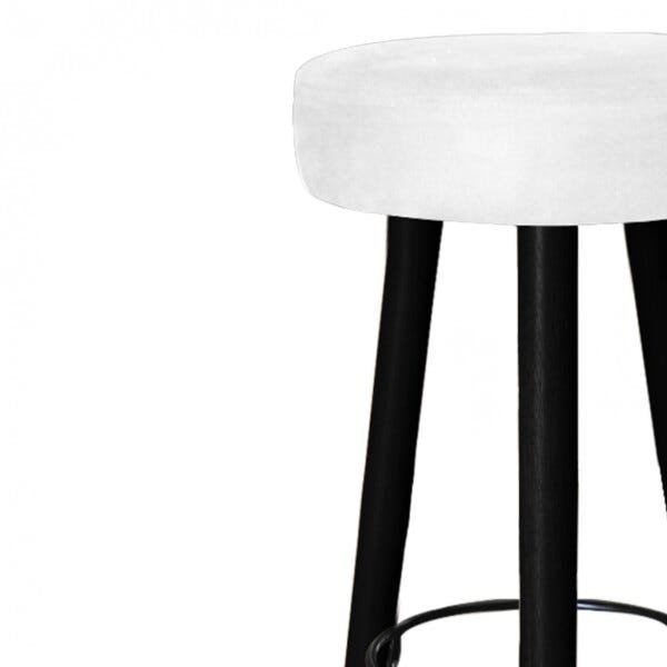 Banqueta Decorativa Rubi Pés Preto Suede Branco - 3