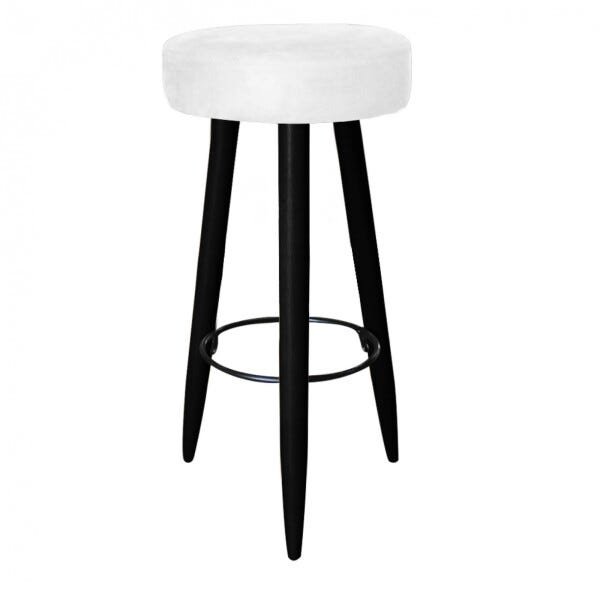 Banqueta Decorativa Rubi Pés Preto Suede Branco - 1