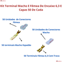 Ver imagem 5 de Kit Terminal Macho E Fêmea De Encaixe 6,3 E Capas 50 De Cada