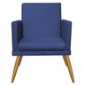 Kit 01 Poltrona Decorativa Nina com Rodapé e 01 Puff Redondo Suede Azul Marinho - Bela Casa Shop - 2