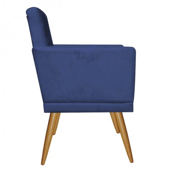 Kit 01 Poltrona Decorativa Nina com Rodapé e 01 Puff Redondo Suede Azul Marinho - Bela Casa Shop - 5