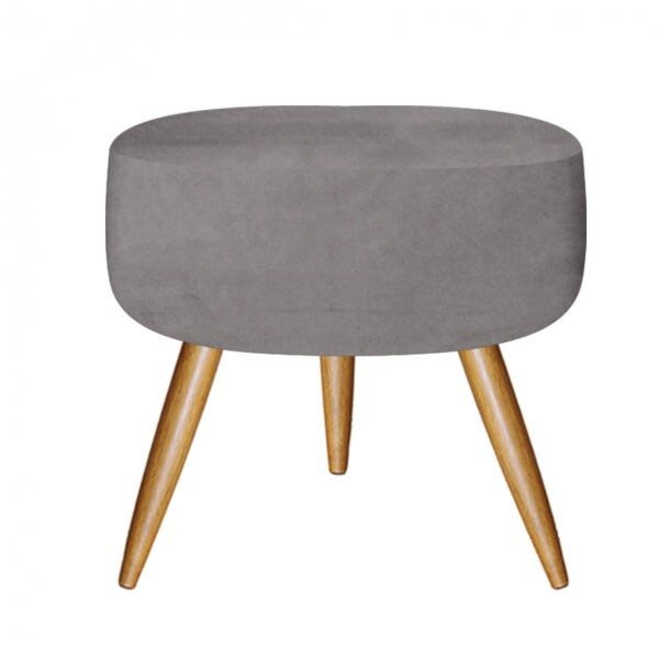 Kit 01 Poltrona Decorativa Nina com Rodapé e 01 Puff Redondo Suede Cinza - Bela Casa Shop - 6