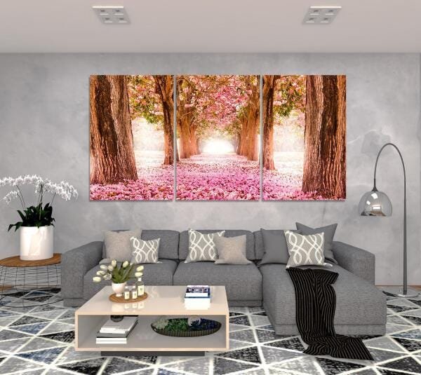 Quadro Decorativo para Sala Árvore Cerejeira Rosa - 2