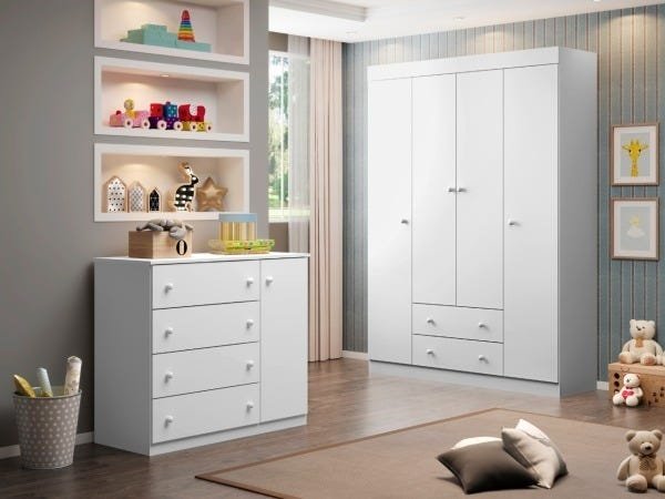 Jogo de Quarto com Guarda-Roupa e Cômoda Elisa Phoenix - 1