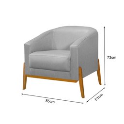 Kit 3 Poltronas Living Base em Madeira Maciça Flórida Linho Cinza - 6