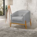 Ver imagem 2 de Kit 3 Poltronas Living Base em Madeira Maciça Flórida Linho Cinza