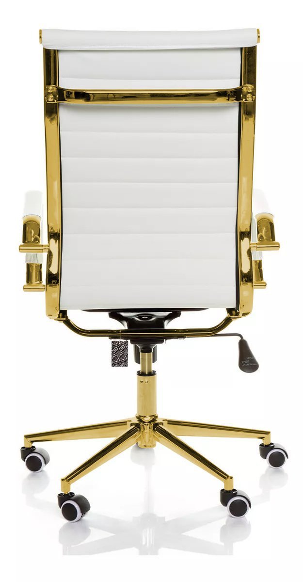 Cadeira de Escritório Giratoria Eames Branca -gold:dourado Brilho - 4