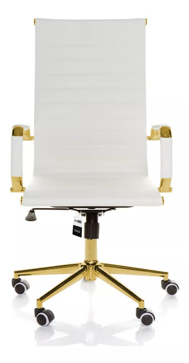 Cadeira de Escritório Giratoria Eames Branca -gold:dourado Brilho - 2