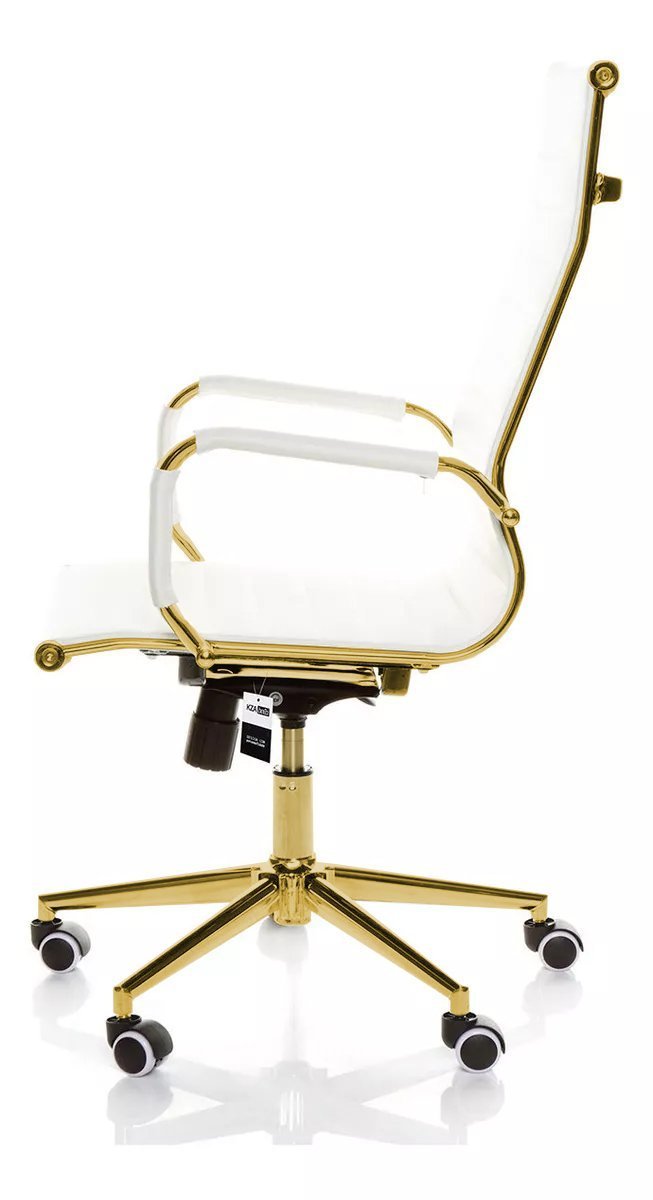 Cadeira de Escritório Giratoria Eames Branca -gold:dourado Brilho - 3