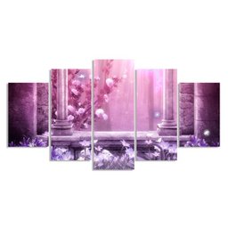 Quadro Decorativo Para Sala Quarto Flor Rosa Efeito Borboleta - 1