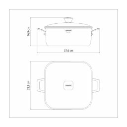 Caçarola Funda Quadrada Aço Inox Grano 7,3L - 5