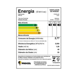 Ventilador de Parede Eos Turbo Vento com 5 Pás Evp60 Bivolt Bivolt - 2