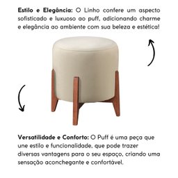 Kit 2 Puff Decorativo para Sala Redondo Luxo Dallas Linho:marfim - 5