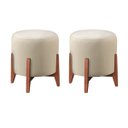 Ver imagem 1 de Kit 2 Puff Decorativo para Sala Redondo Luxo Dallas Linho:marfim