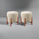 Ver imagem 2 de Kit 2 Puff Decorativo para Sala Redondo Luxo Dallas Linho:marfim