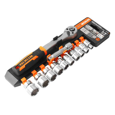 Conjunto de Ferramenta Cabo Catraca Soquete 3/8" 12 Peças - Wokin