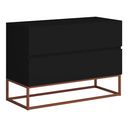 Ver imagem 2 de Mesa de Apoio de Cabeceira Eros 60cm Base Cobre Mdf/mdp Quarto Moderno:preto