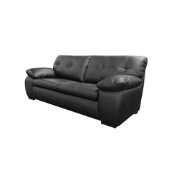 Conjunto Sofá de Couro Marselha 3 e 2 Lugares Preto Pigmentado - Mempra - 3