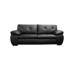 Conjunto Sofá de Couro Marselha 3 e 2 Lugares Preto Pigmentado - Mempra - 2