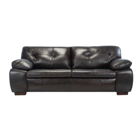 Sofá de Couro Marselha 3 Lugares Preto Iguana - Mempra