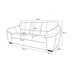 Sofá de Couro Floyde 3 Lugares Preto com Brilho - Clube Móveis - 7
