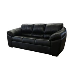 Sofá de Couro Floyde 3 Lugares Preto com Brilho - Clube Móveis - 2