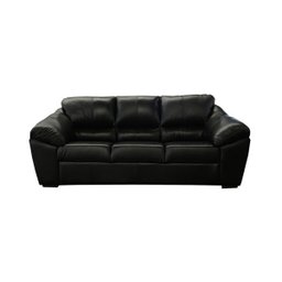 Sofá de Couro Floyde 3 Lugares Preto com Brilho - Clube Móveis - 1