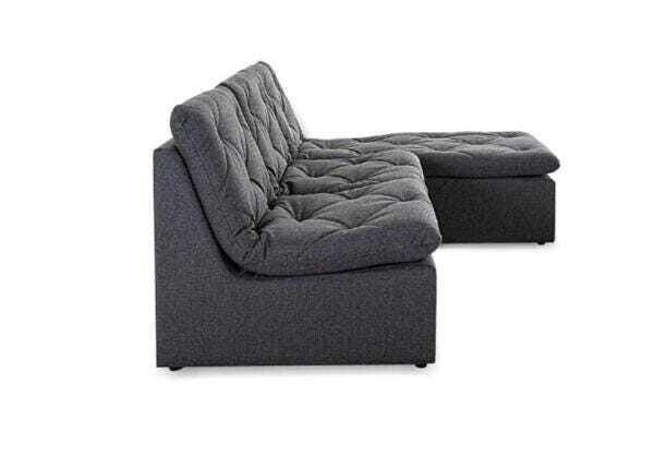 Sofá Herval Flora, 2 Lugares e Chaise-Longue, Linho Preto - 3