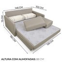 Ver imagem 6 de Sofá-Cama Herval Aurora, com Colchão de Casal, 2 Lugares, Linho Bege Areia