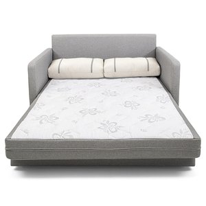 Sofá-Cama Herval Aurora, com Colchão de Casal, 2 Lugares, Linho Chumbo
