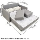 Ver imagem 2 de Sofá Cama Casal 2 Lugares Herval Aurora Linho Premium 146x194x75cm