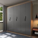 Ver imagem 2 de Guarda-roupa Casal 6 Portas Corção Madeirado com Cinza Chumbo