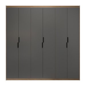Guarda-roupa Casal 6 Portas Corção Madeirado com Cinza Chumbo