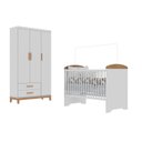 Ver imagem 2 de Quarto de Bebê Completo Berço Eloa 3 em 1 e Guarda-Roupa 3 Portas Hellen Branco/Betula