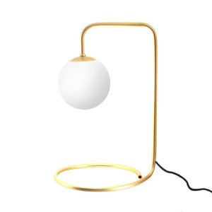 Luminária de Mesa Abajur Jabuti para Salas e Quartos Dourada com Globo de Vidro Branco G9