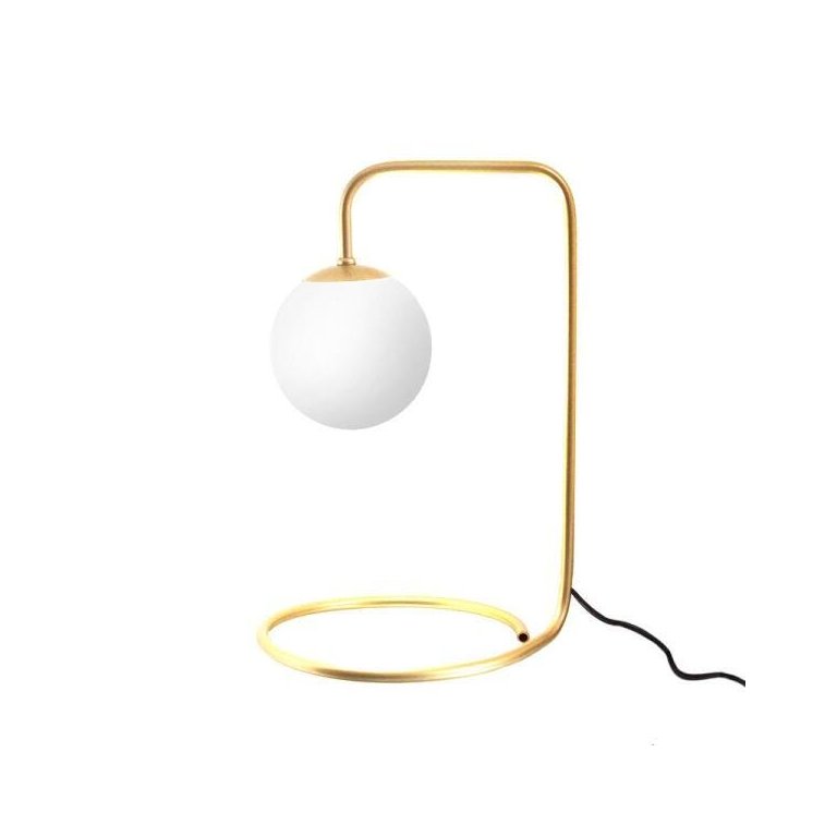 Luminária de Mesa Abajur Jabuti para Salas e Quartos Dourada com Globo de Vidro Branco G9