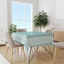 Ver imagem 1 de Toalha de Mesa Quadrada para 4 Lugares Chevron Azul 1.45M x 1.45M Único