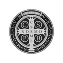 Ver imagem 2 de Adesivo Medalha de São Bento Preto e Branco Resinado 7 Cm