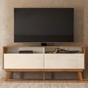 Ver imagem 2 de Rack Bancada Olinda 160cm Amêndoa/off White para Tv até 65” - Mobler