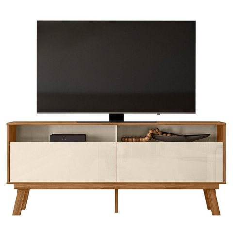Rack Bancada Olinda 160cm Amêndoa/off White para Tv até 65” - Mobler