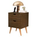 Ver imagem 2 de Mesa de Cabeceira Madri com 2 Gavetas - Pés Palito Retrô - Canela