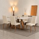 Ver imagem 4 de Conjunto de Jantar Mesa Retangular com Vidro Avena 6 Cadeiras Lara - Canella c/ PU Off White