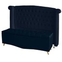 Ver imagem 1 de Kit Cabeceira de Cama Box e Calçadeira Baú Luxo King 195 Cm Suede Azul Marinho do Lar Móveis
