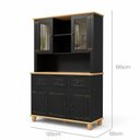 Ver imagem 4 de Kit Armário 5 Portas 3 Gavetas Retrô MDF 130cm Joy Yescasa Preto/Natural