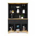 Ver imagem 3 de Kit 5 Peças com Armários 5 Portas 3 Gavetas Retrô MDF 130cm Joy Yescasa Preto/Natural