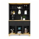Ver imagem 3 de Kit Armário 5 Portas 3 Gavetas Retrô MDF 130cm Joy Yescasa Preto/Natural
