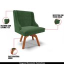 Ver imagem 4 de Kit 2 Cadeiras Decorativas Sala de Jantar Base Giratória de Madeira Firenze Suede Verde Esmeralda/Na