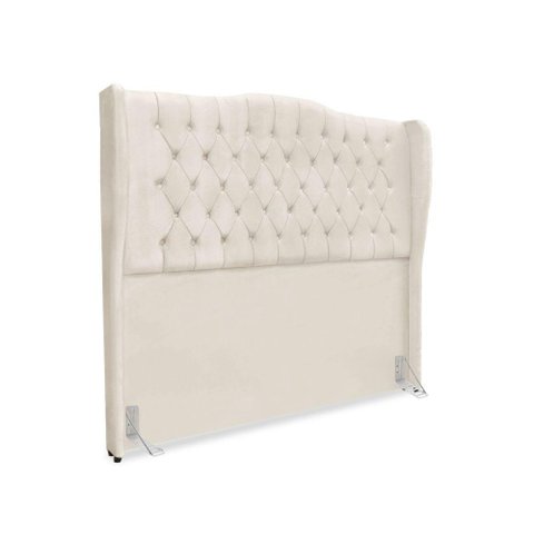 Cabeceira de Cama Box Casal 140 Cm Dubai Premium - Veludo Bege Claro